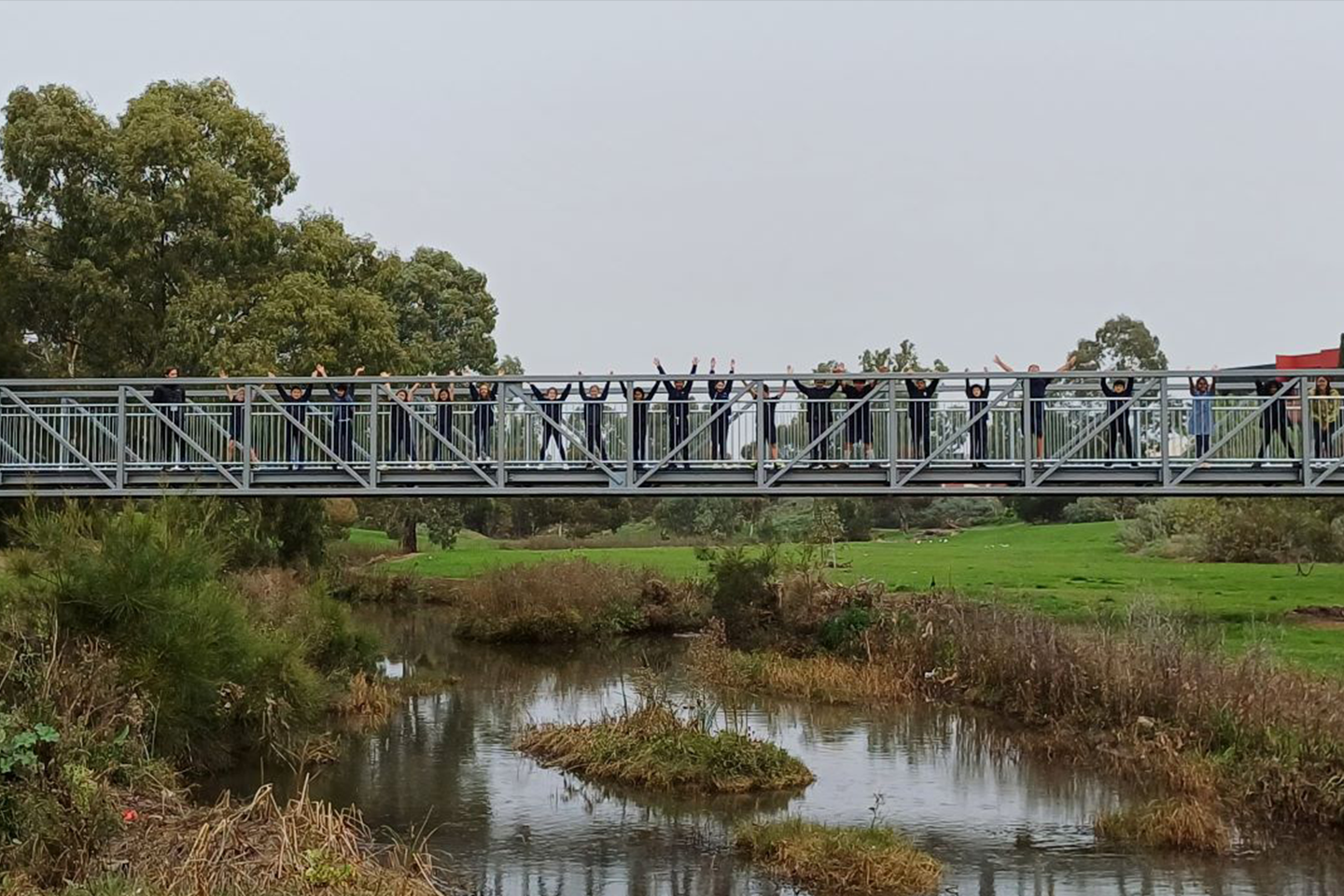 A bridge, connecting to pieces of lands for students to get across