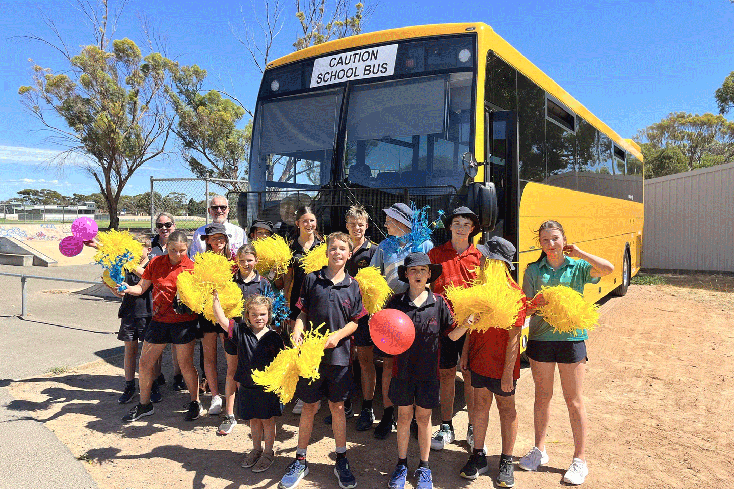 Kadina Memorial School students with their new school bus