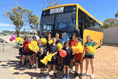 Kadina Memorial School students with their new school bus