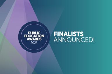'Public Education Awards 2025' logo with the text 'Finalists Announced!'