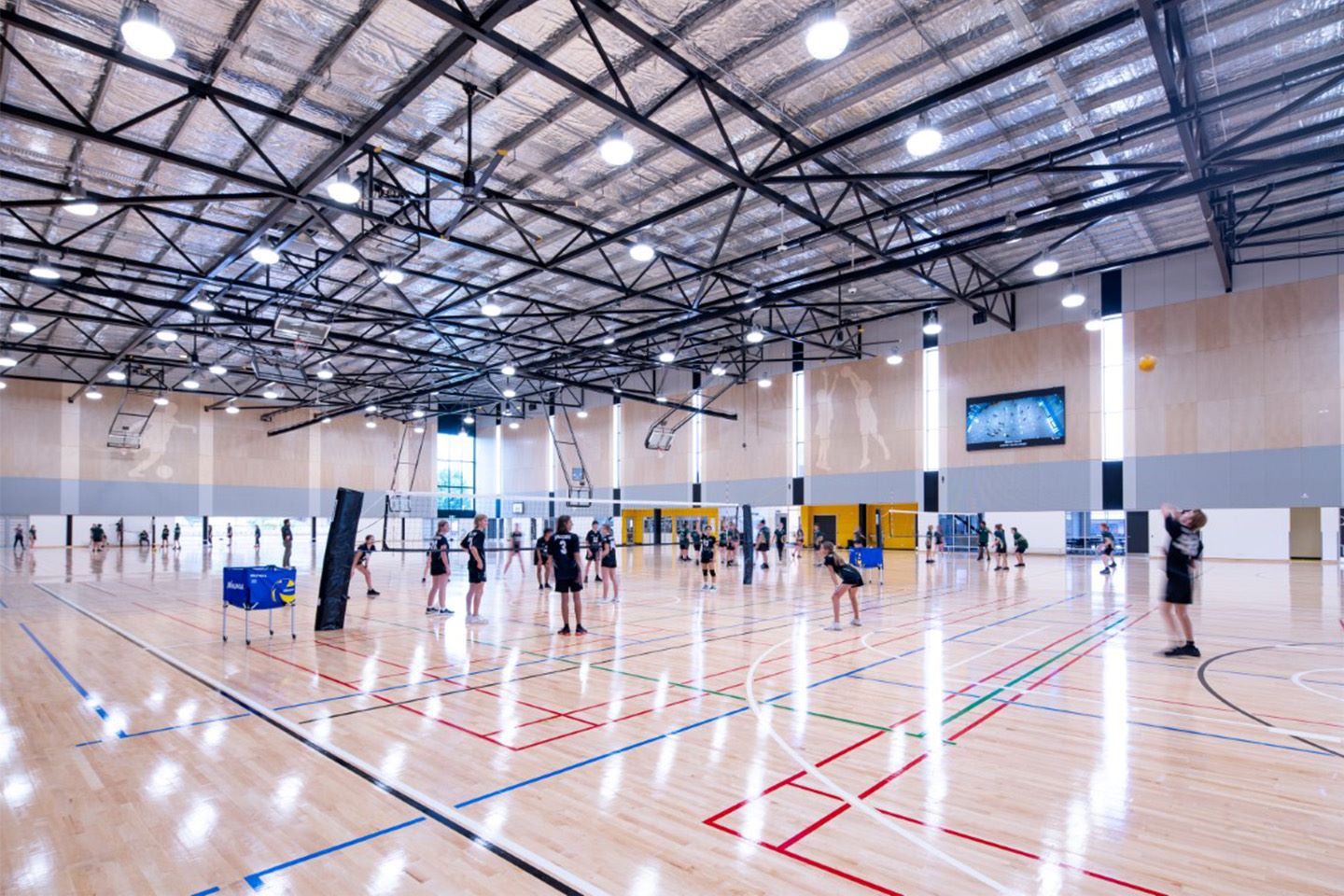 Indoor courts, school, children playing sport