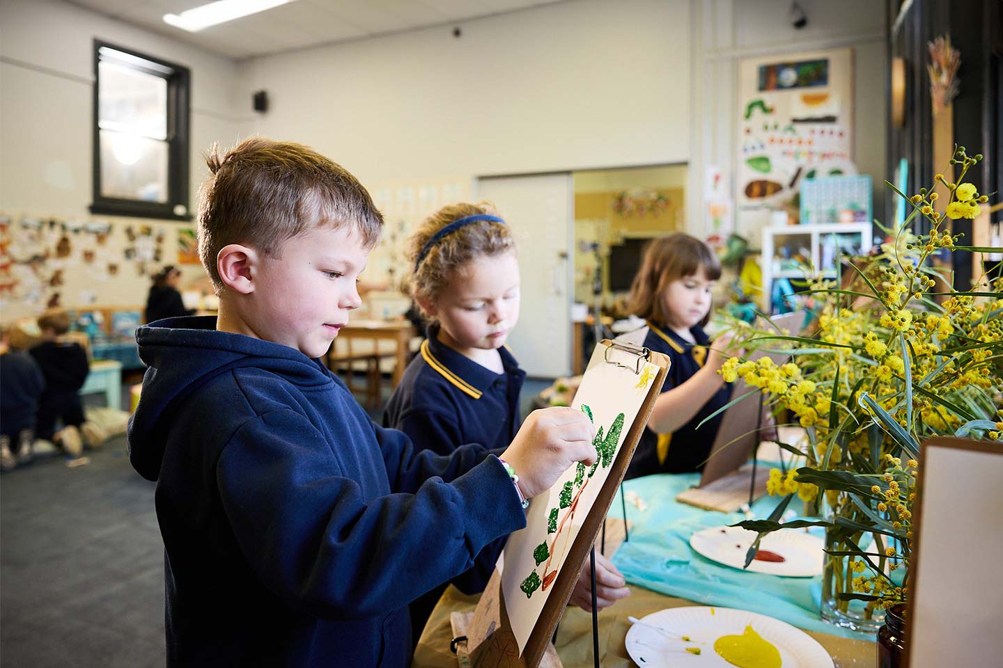 Reception students participating in an activity
