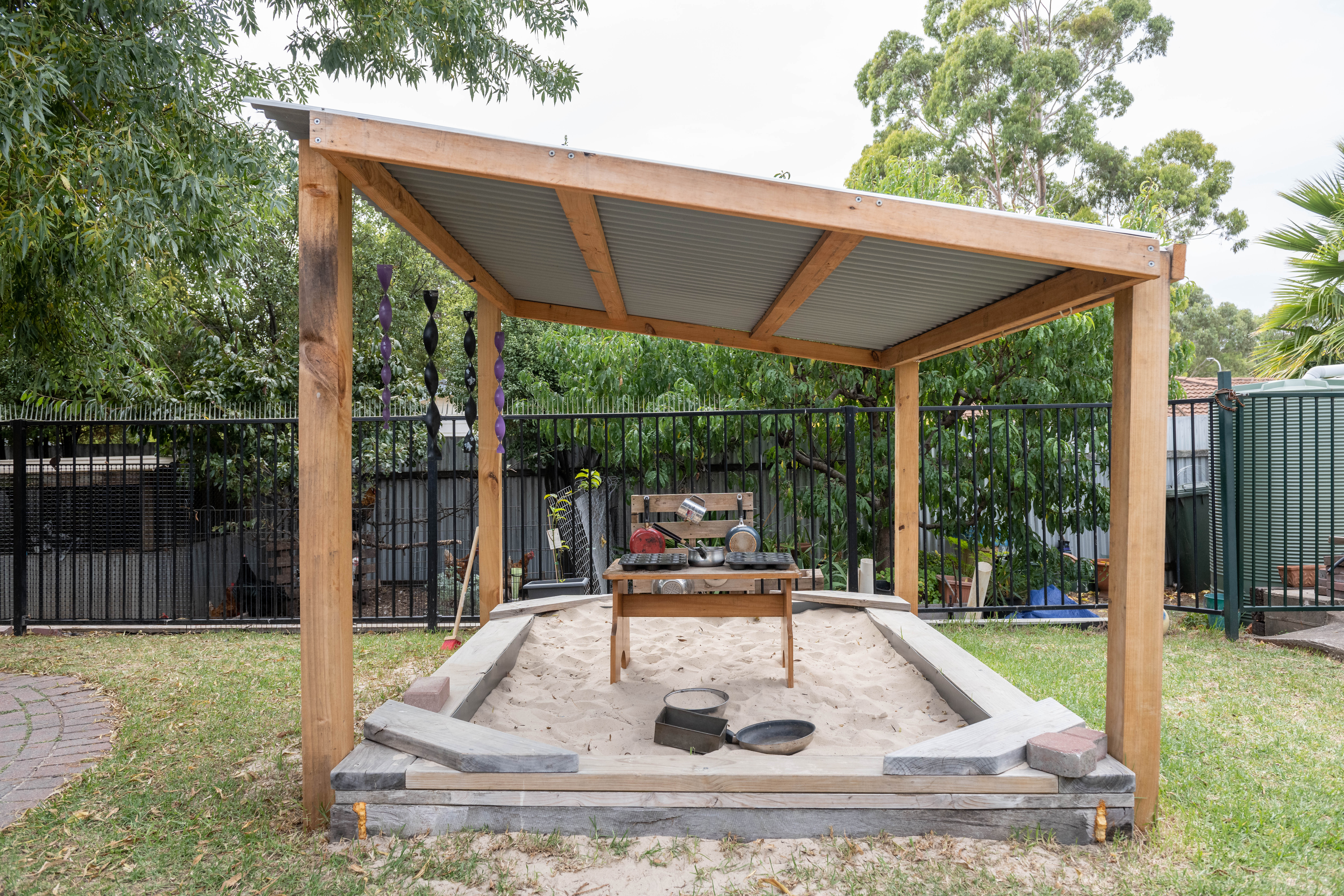 family day care setting – covered outdoor sandpit area