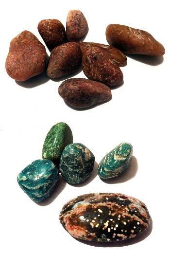 Groups of different coloured rocks