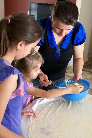 Family cooking together 