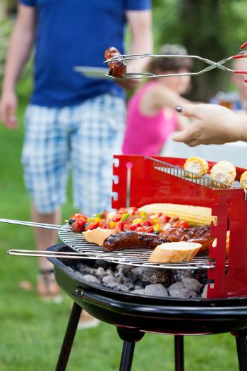 Barbecue full of food