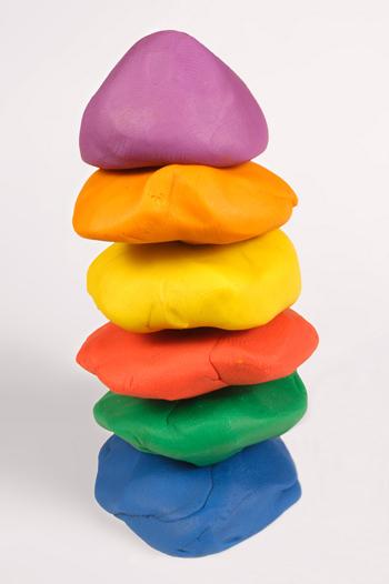 Stack of coloured playdough