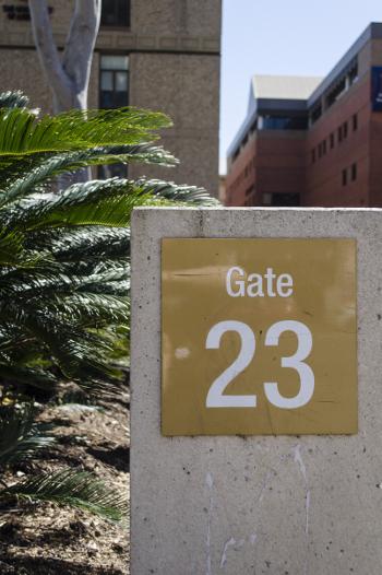 Gate 23 of a building 