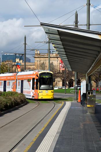 Tram approaching a station