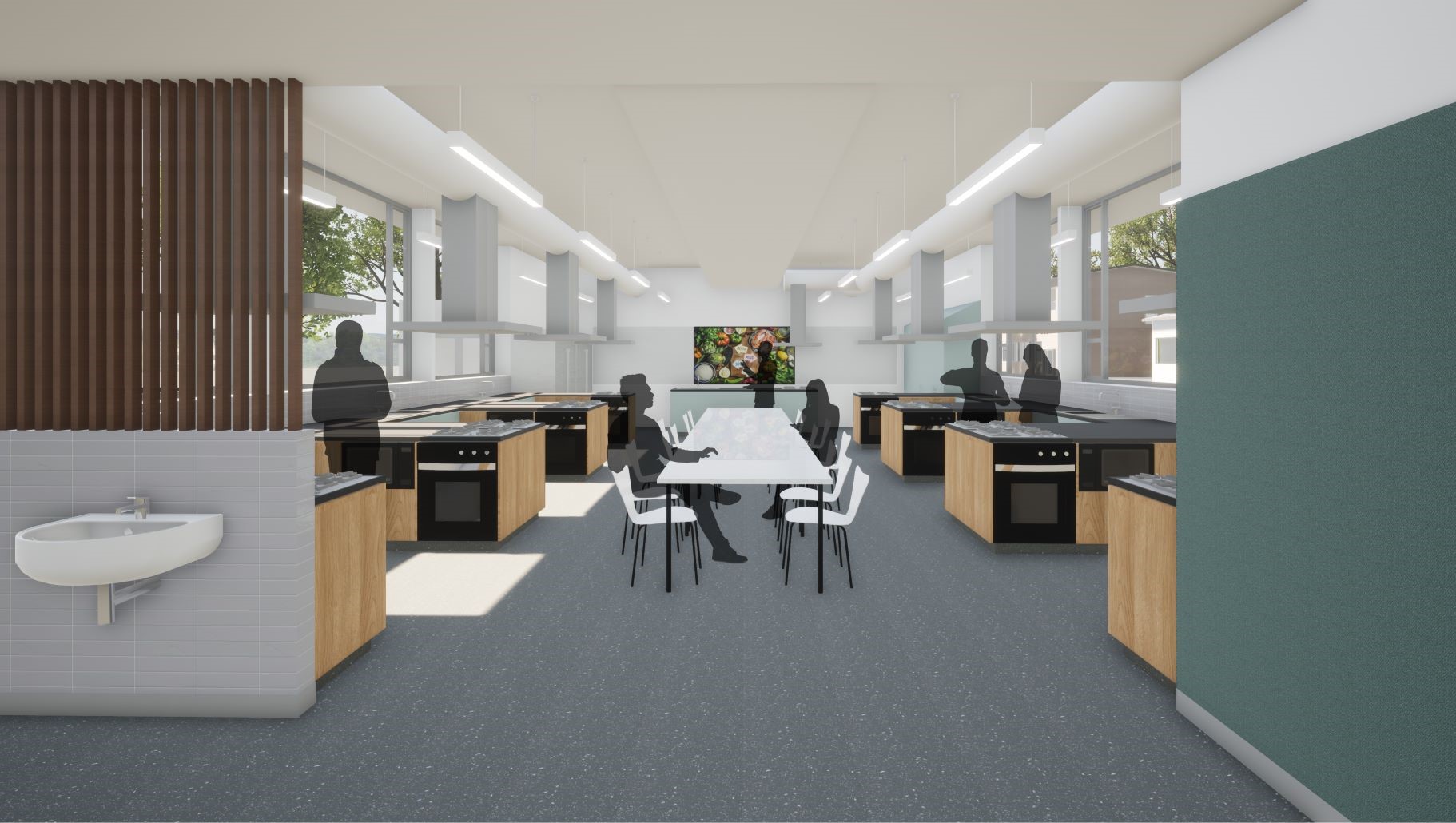 Findon High School upgrade concept image of food technology area