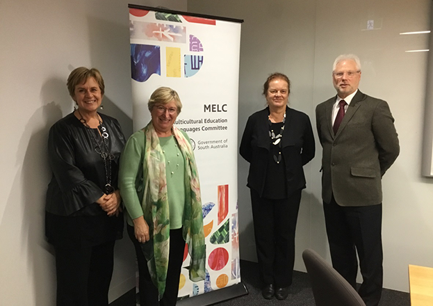 Participants of the 2018 MELC Youth Forum. A diverse group of 21 people, including several students.