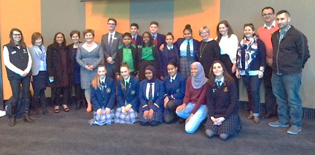 Participants of the 2018 MELC Youth Forum. A diverse group of 21 people, including several students.