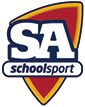 The School Sport SA logo - a red shield with a yellow and blue border. The words 'SA school sport' are emblazoned on the shield.