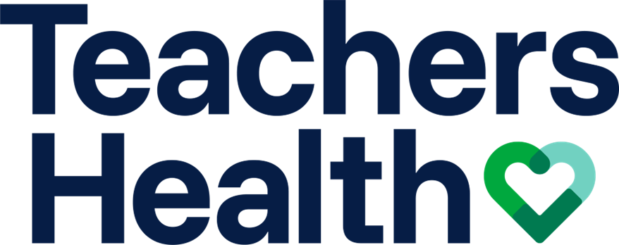 Teachers Health logo with dark text and green heart